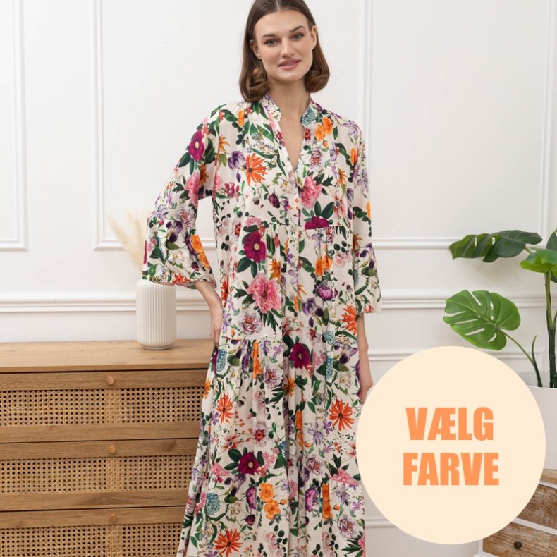 Blomster Kjole Lang - Vlg farve
