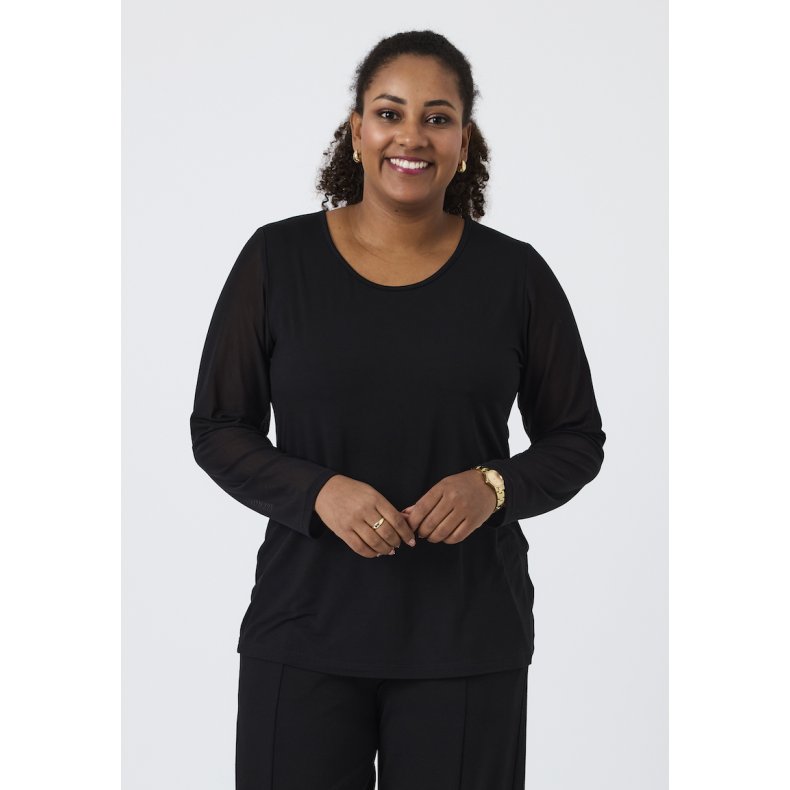 Pont Neuf - Enna Bluse - Mesh �rmer - Black