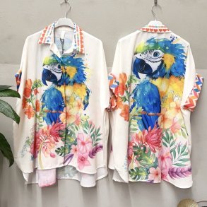 Oversize Skjorte - Papegje 