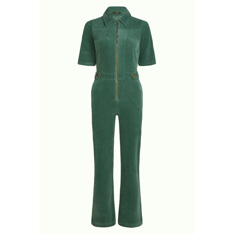 King Louie - Garbo Zip Jumpsuit Corduroy Matcha green