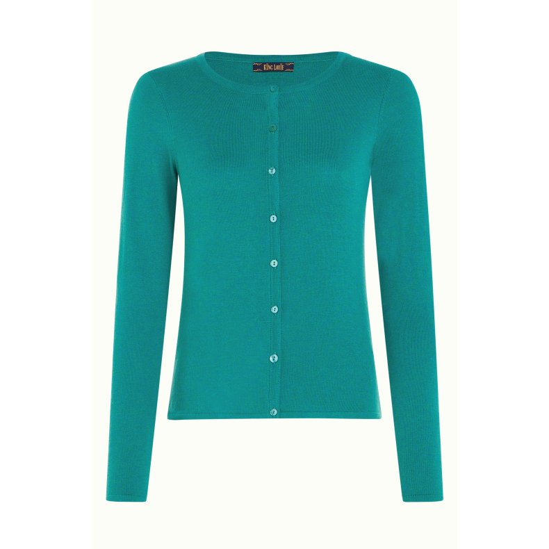 King Louie - Cardi Roundneck Cocoon - Dark Aqua Green