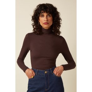 King Louie - Rollneck top uni rib - Chocolate