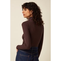 King Louie - Rollneck top uni rib - Chocolate
