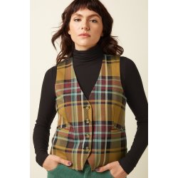 King Louie - Bianca Gilet Caroll Check Vest - Golden Brown