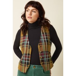 King Louie - Bianca Gilet Caroll Check Vest - Golden Brown