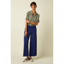 King Louie - Border Palazzo Cropped Pants - Beacon Blue-MAMELUKKEN
