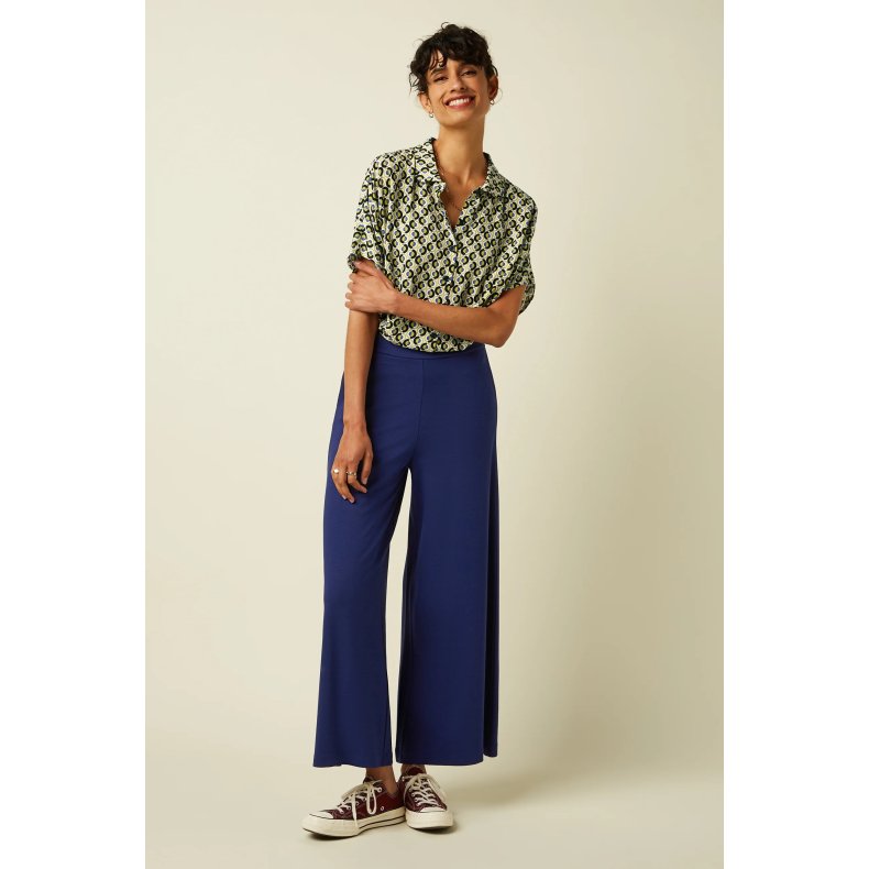 King Louie - Border Palazzo Cropped Pants - Beacon Blue-MAMELUKKEN