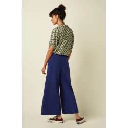 King Louie - Border Palazzo Cropped Pants - Beacon Blue-MAMELUKKEN