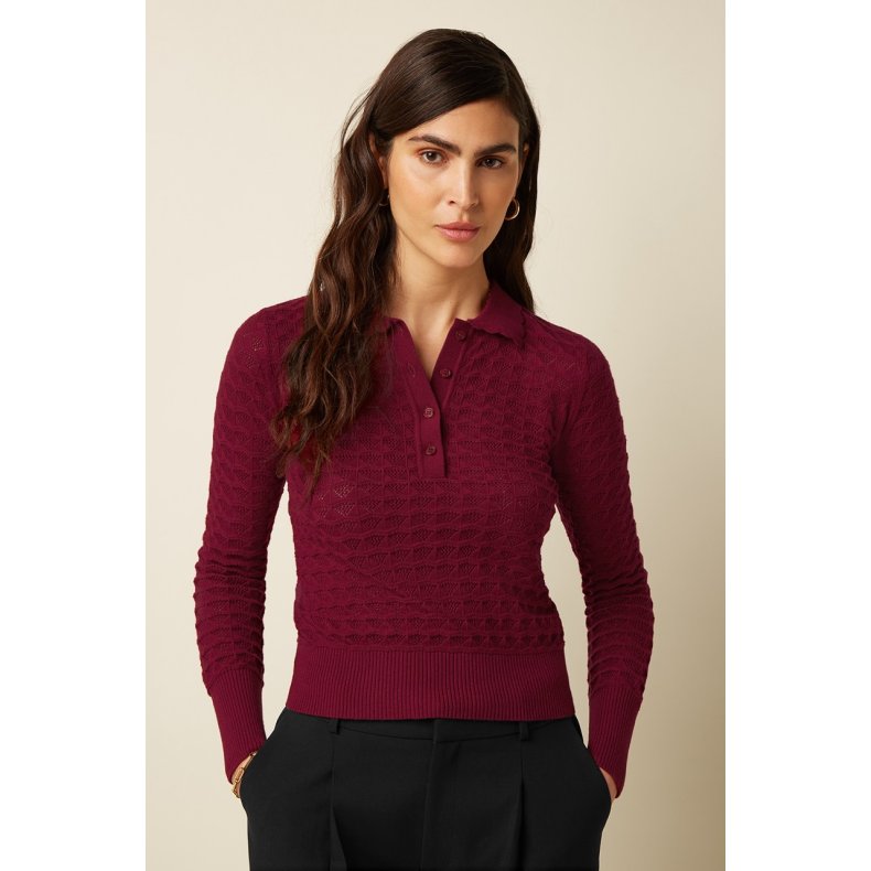 King Louie - Polo Top Avel Knit - Rhubarb Red