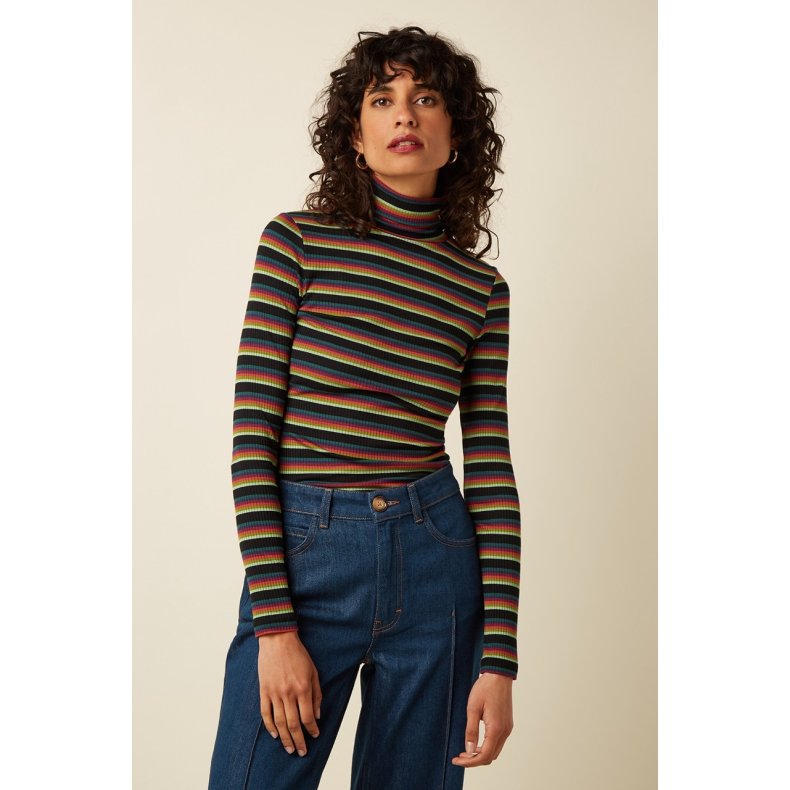 King Louie - Rollneck Top Lottie Stripe - Botanical Green