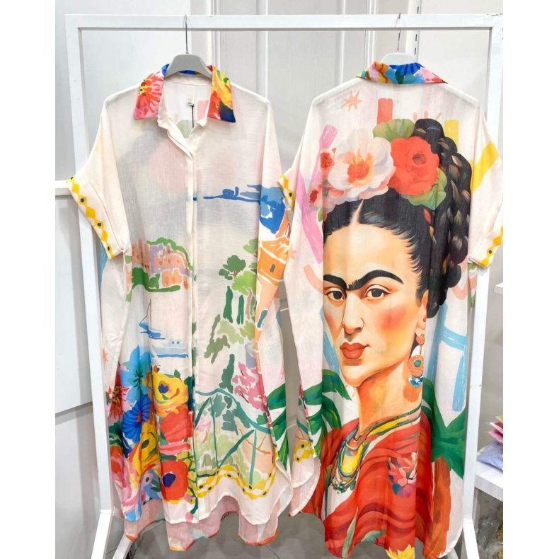 Oversize Skjortekjole -� Frida Med Blomster