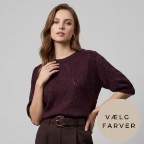 M�nsteret Mohair Strik - Kort �rmet - V�lg Farve