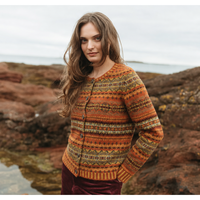 Erib� - Westray Cardigan - Orange / Rust