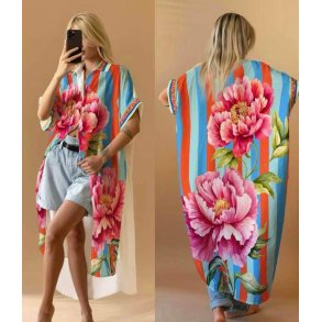 Oversize Skjortekjole -�R�d blomst