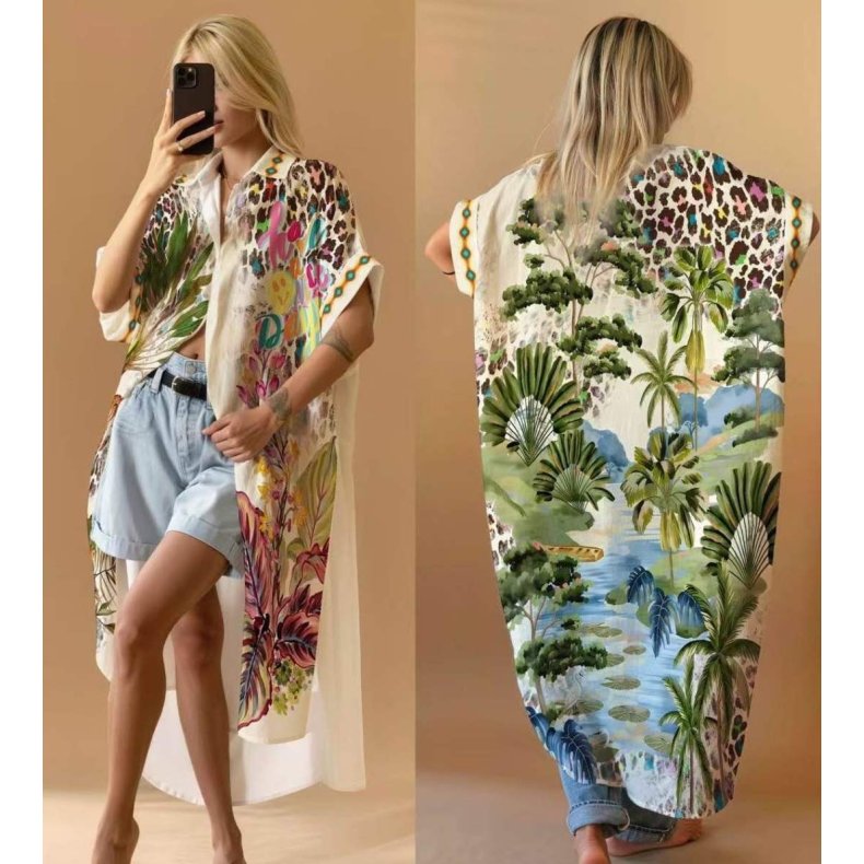 Oversize Skjortekjole -�Jungle
