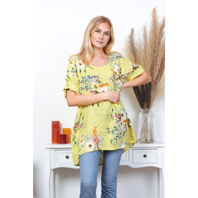 Hr Tunika - Blomster - Anis  
