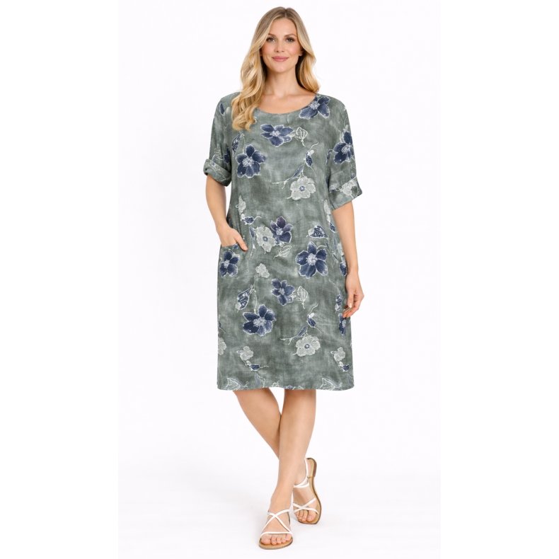 Oliven Helle Blomterkjole