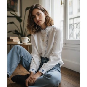 Bl� Bomuld m. b�lge krave