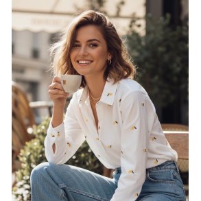 Bomulds Skjorte - Citron broderi