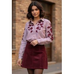 Bomuldskjorter - Rd broderi blomster