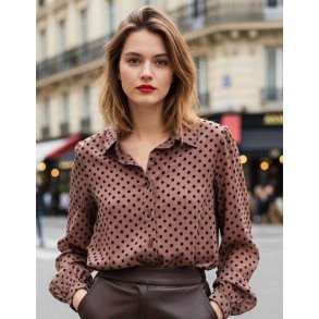 Brun Skjorte - Polka pletter