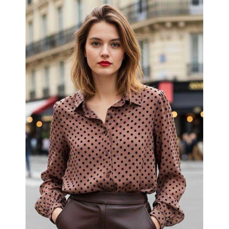 Brun Skjorte - Polka pletter