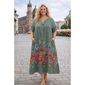 Kristine - Oliven h�rkjole - Oversize