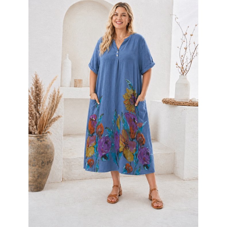 H�rkjole Denim bl� - V-udsk�ring