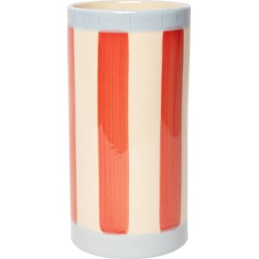 Vase m/striber - R�d/lys bl�