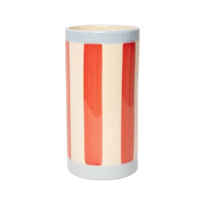Vase m/striber - R�d/lys bl�