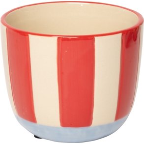 Urtepotte m/striber - R�d/ Lys bl�
