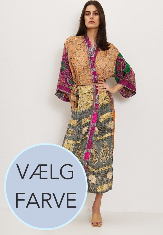 cerebrum kæde Religiøs Lang Silke Kimono Kjole - Vælg farve - SILKE - Mamelukken