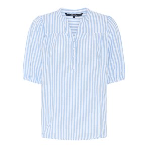 Marc Lauge - Sindy stripe lin mix blouse - Blue