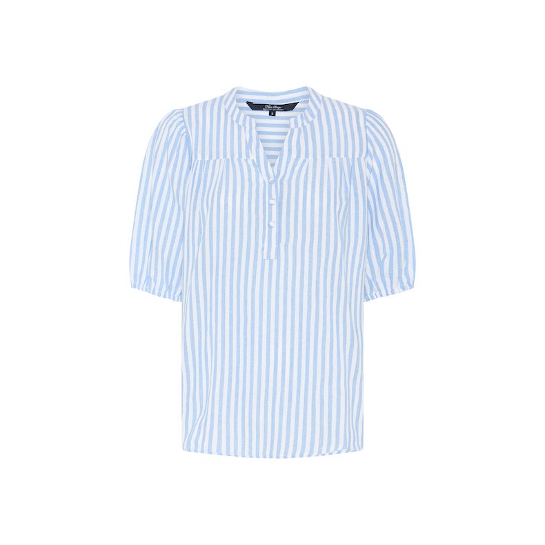 Marc Lauge - Sindy stripe lin mix blouse - Blue