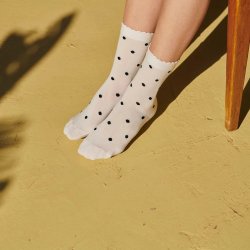 MPWomen - Prikket Str�mper - Cream / Black
