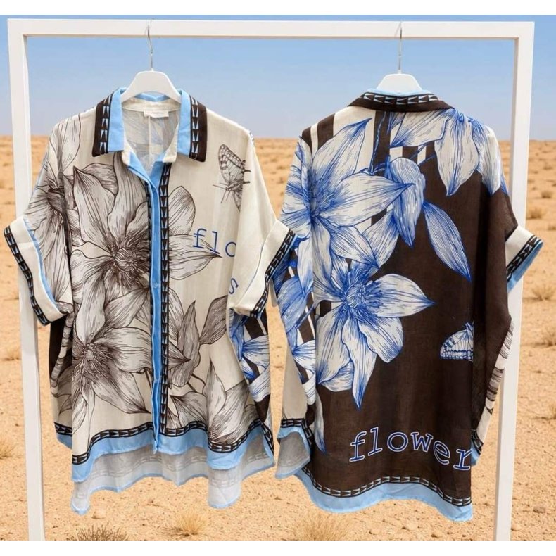 Oversize Skjorte - Brun Blomst