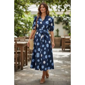 Vivan Kjole - Store Prikker - Navy