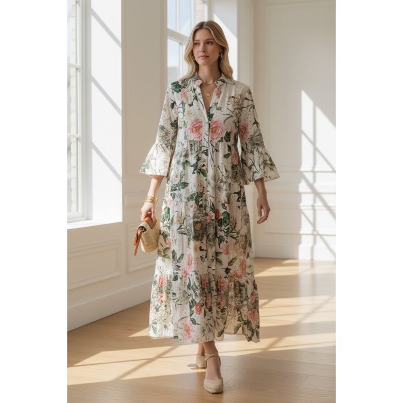Penny Kjole - Broderi Anglaise Dalia - Gr�n / Rosa