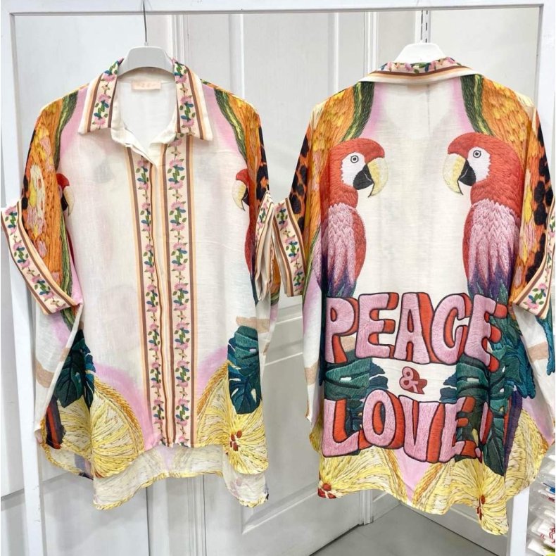 Peace and Love - Oversize Skjorte  Levering ca. 19 juni