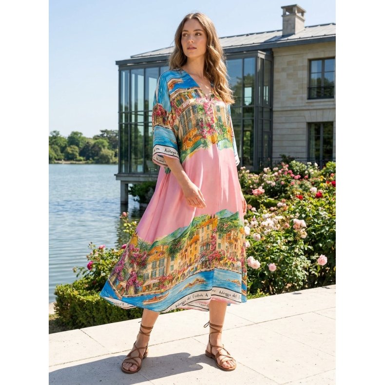 Satin kjole - Toscana - Rosa