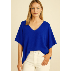 Kort strik V-hals - Vlg Farve