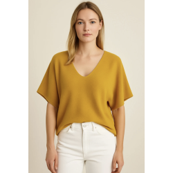 Kort strik V-hals - Vlg Farve