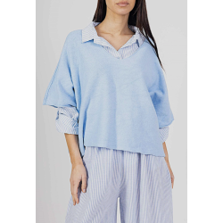 Kort strik V-hals - Vlg Farve