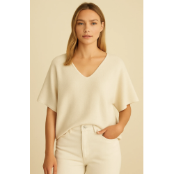 Kort strik V-hals - Vlg Farve