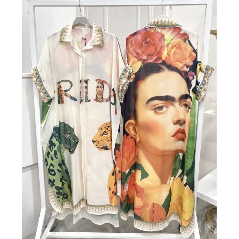 Oversize Skjortekjole - Gepard / Frida Kahlo 