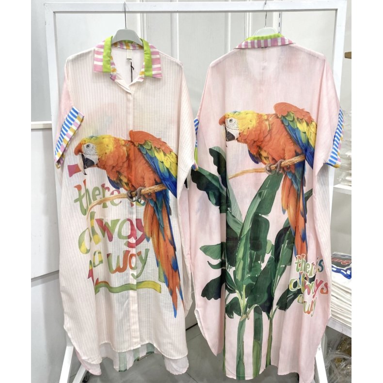 Oversize Skjortekjole -  Papeg�je - Rosa