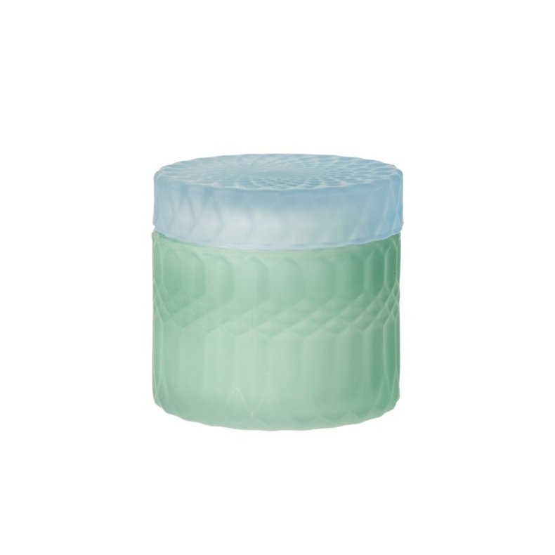 Lille Glas Krukke med l�g - Gr�n / Bl�