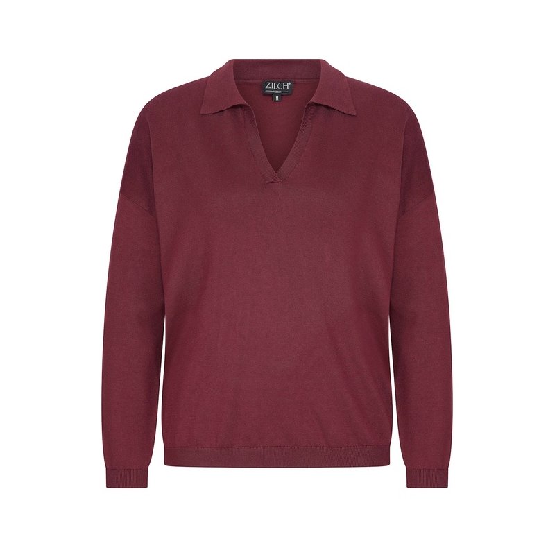 Zilch - Sweater Collar V Neck - Bordeaux