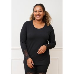 Pont Neuf - Irene Bluse med blonde kant - Sort