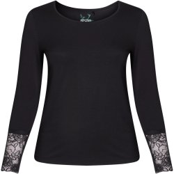 Pont Neuf - Irene Bluse med blonde kant - Sort